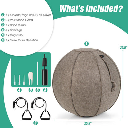 Yoga Sitting Ball with Felt Cover and Air Pump