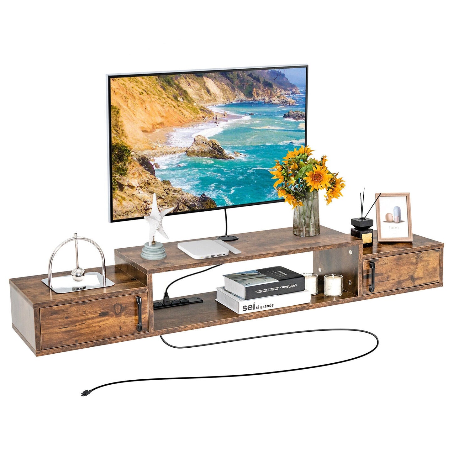 55 Inches Floating TV Stand with Power Outlet