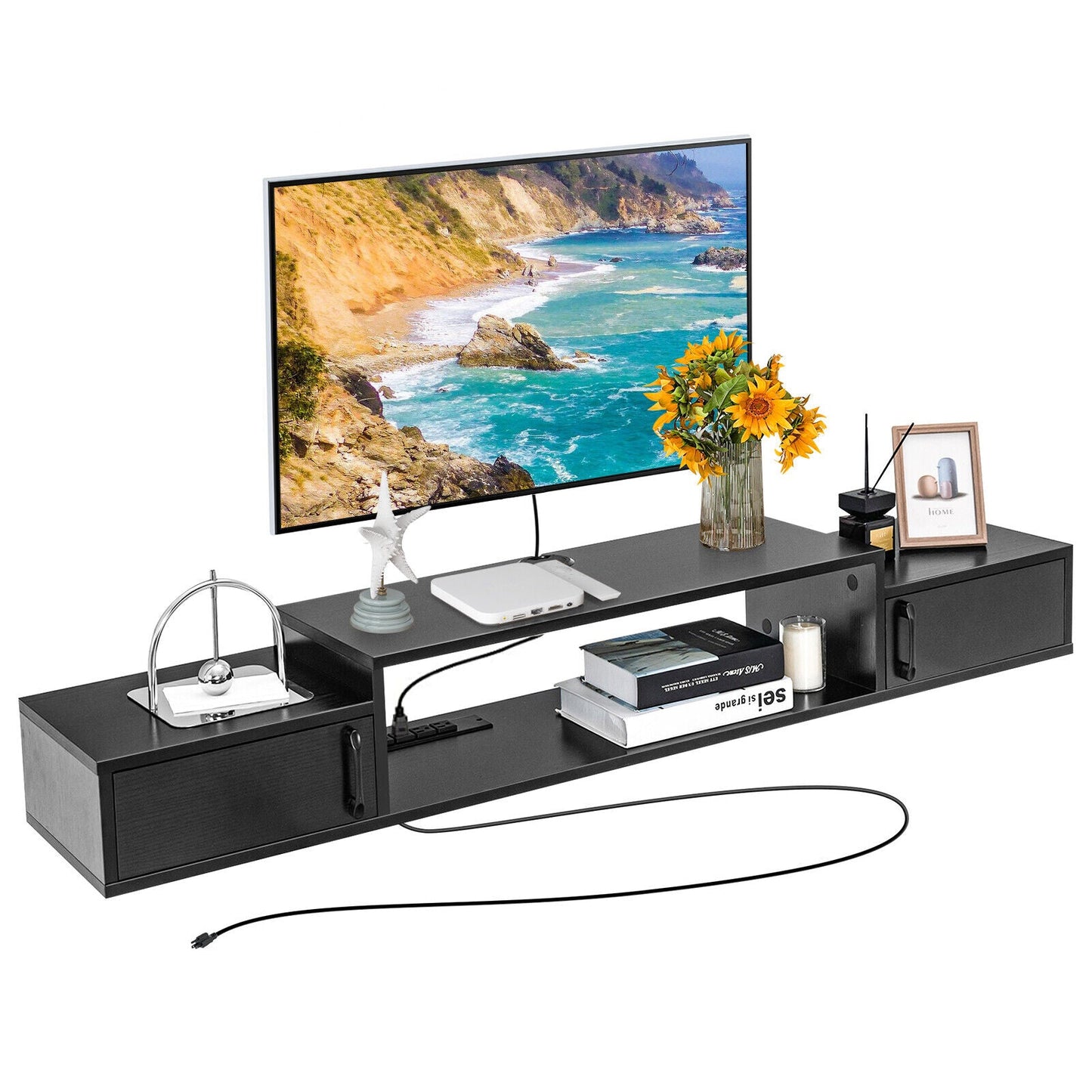 55 Inches Floating TV Stand with Power Outlet