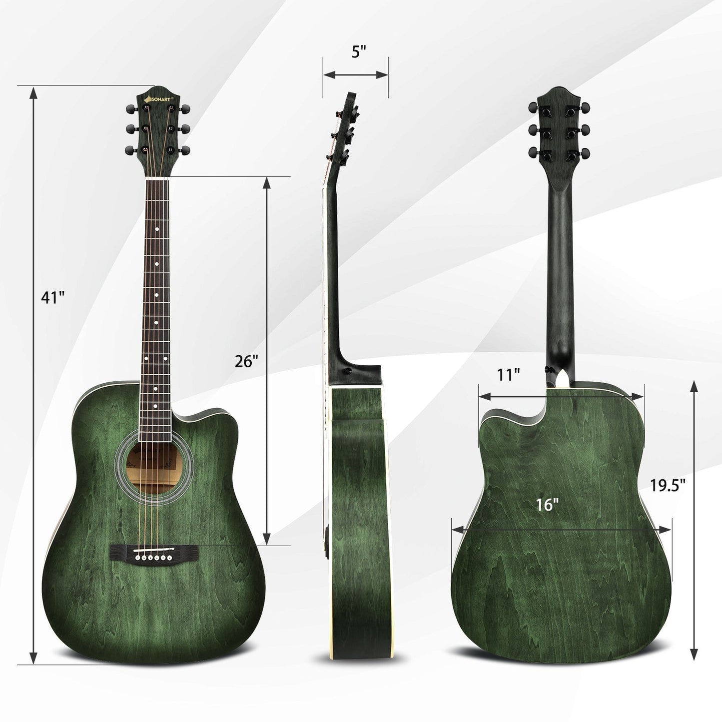 41 Inch Full Size Cutaway Acoustic Guitar Set for Beginner