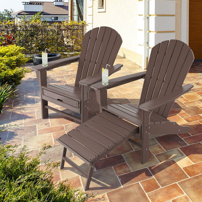 Patio HDPE Adirondack Chair with Retractable Ottoman