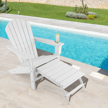 Patio HDPE Adirondack Chair with Retractable Ottoman