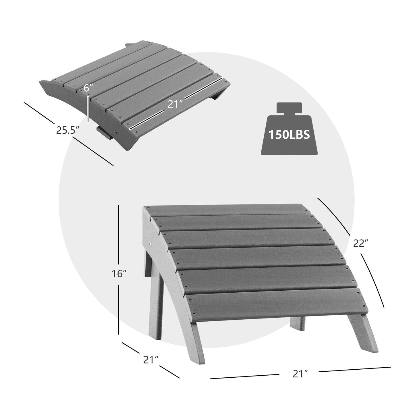 Adirondack Folding Ottoman with All Weather HDPE