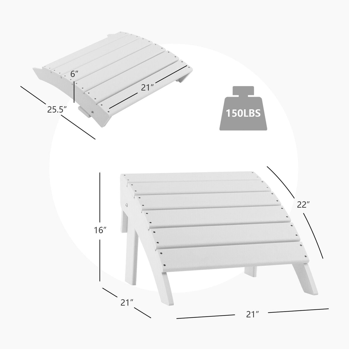 Adirondack Folding Ottoman with All Weather HDPE