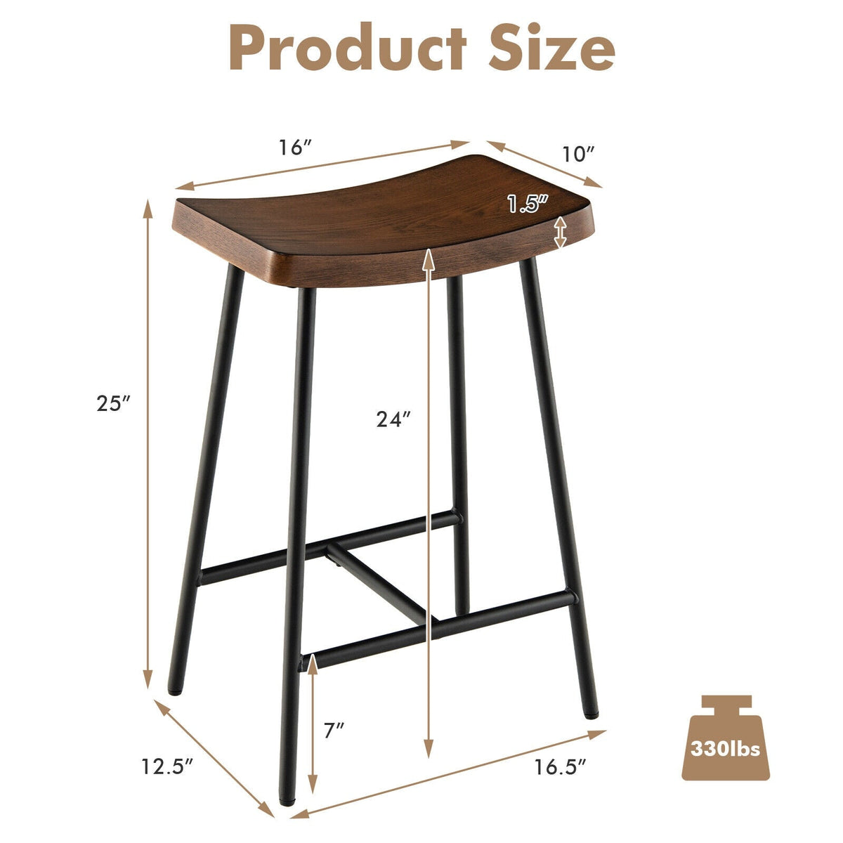 Industrial Saddle Stool with Metal Legs and Adjustable Foot Pads