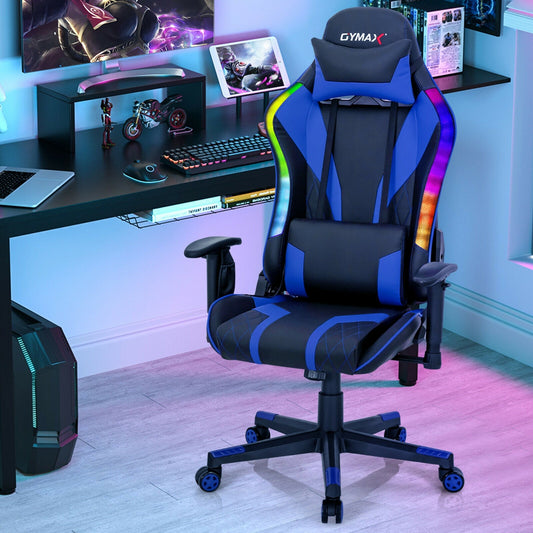 Gaming Chair Adjustable Swivel Computer Chair with Dynamic LED Lights