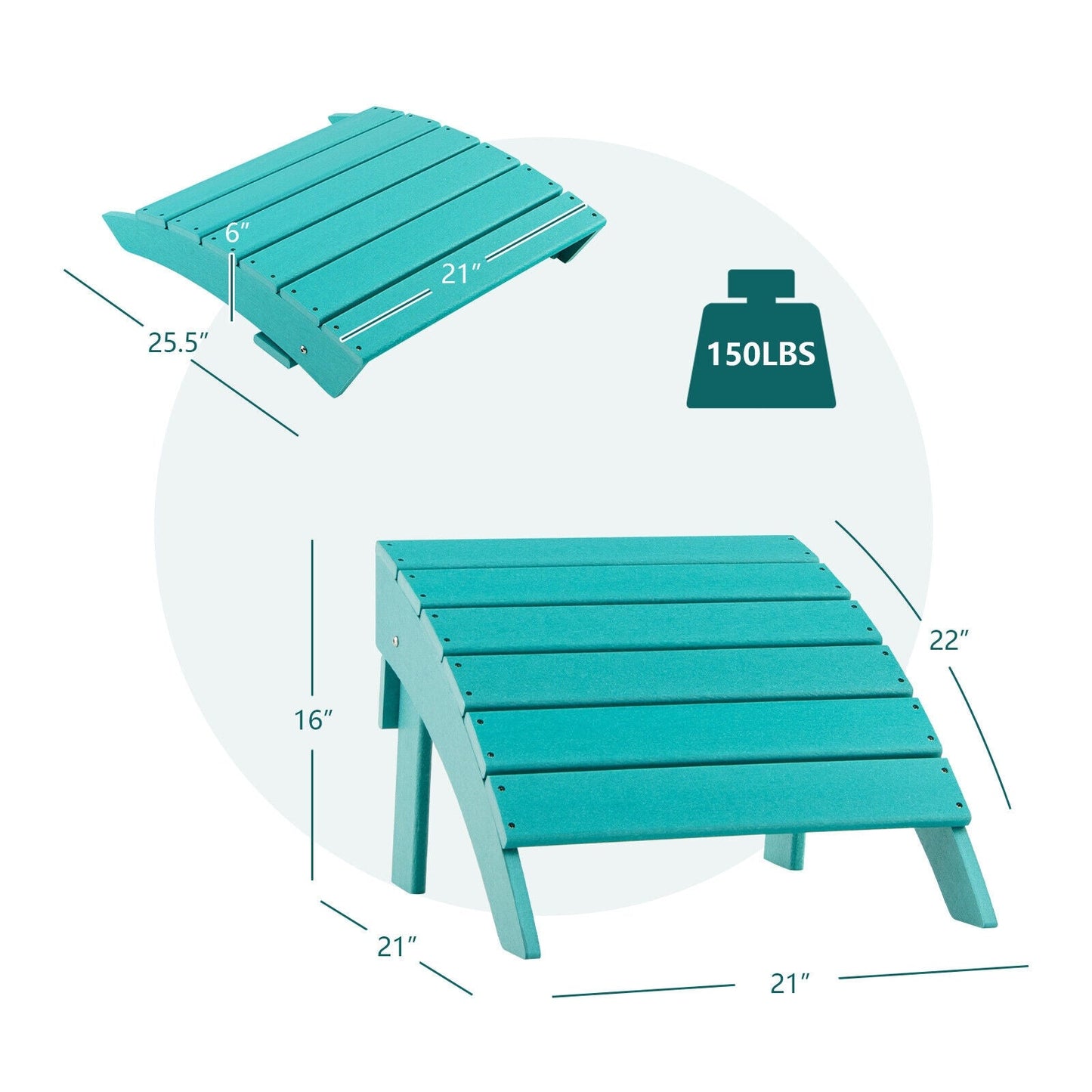 Adirondack Folding Ottoman with All Weather HDPE