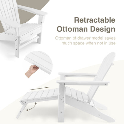 Patio HDPE Adirondack Chair with Retractable Ottoman