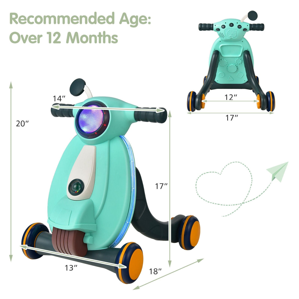 2-in-1 Baby Sit to Stand Learning Walker with Lights and Sounds