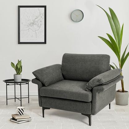 Modern Fabric Accent Armchair with Original Distributed Spring and Armrest Cushions