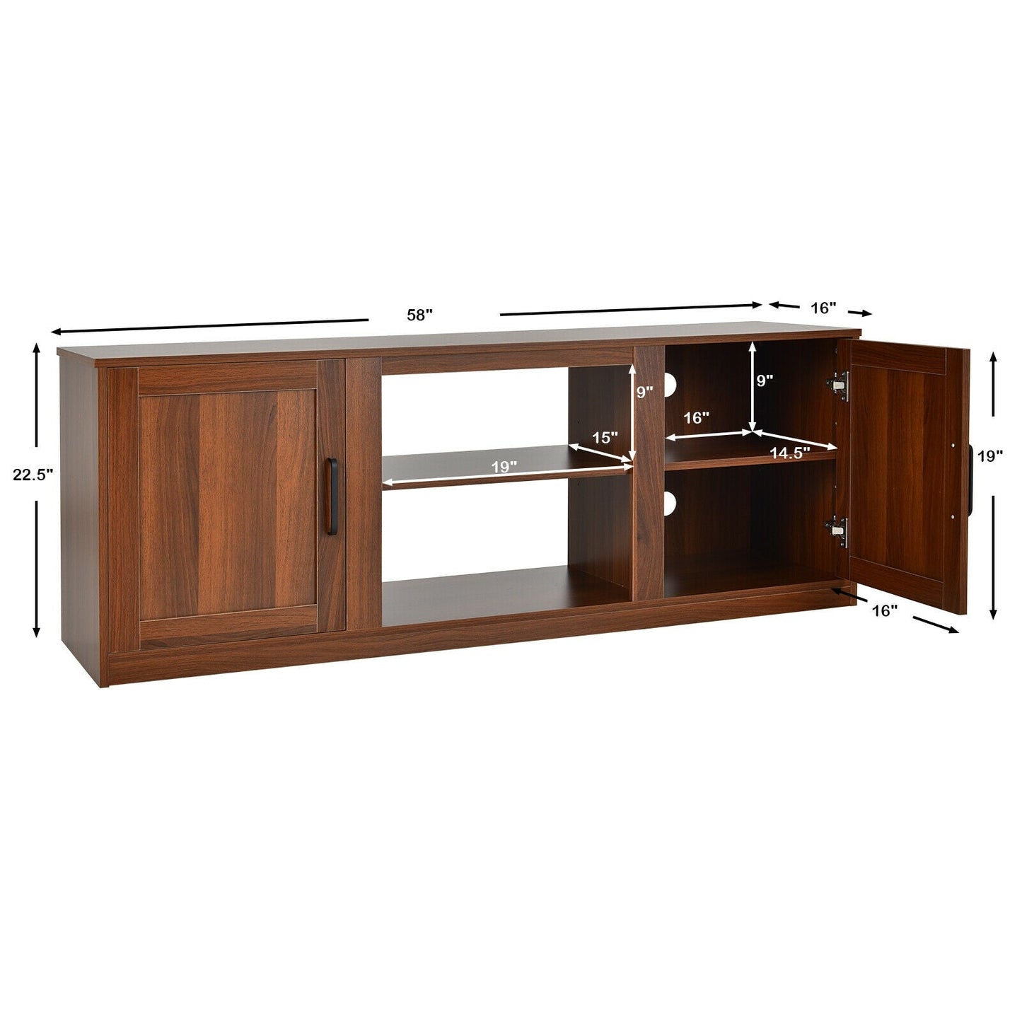 TV Stand with Double Barn Doors for TVs up to 65 Inch