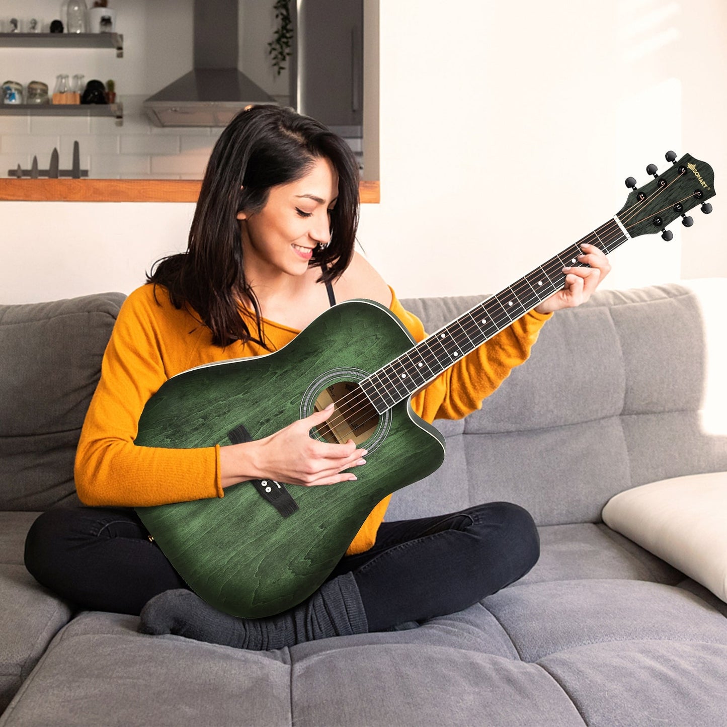 41 Inch Full Size Cutaway Acoustic Guitar Set for Beginner