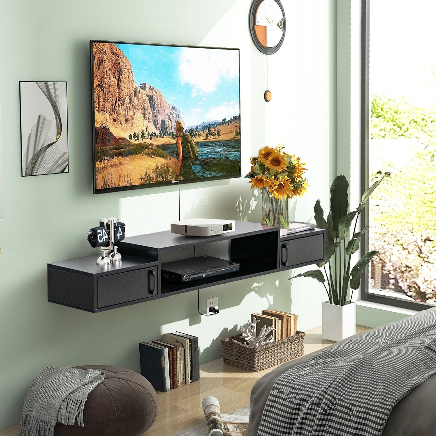 55 Inches Floating TV Stand with Power Outlet