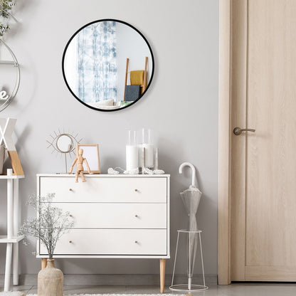 16-inch Round Wall Mirror with Aluminum Alloy Frame