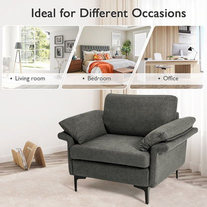 Modern Fabric Accent Armchair with Original Distributed Spring and Armrest Cushions