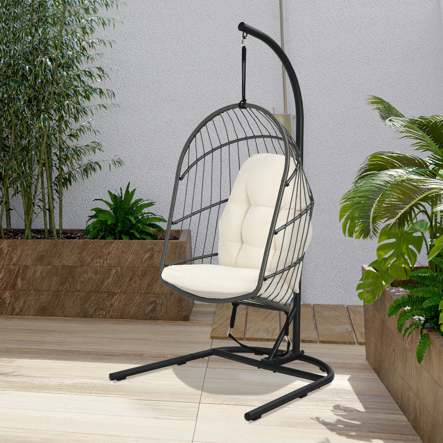Hanging Wicker Egg Chair with Stand