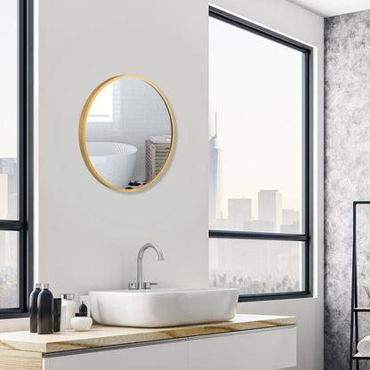 16-inch Round Wall Mirror with Aluminum Alloy Frame