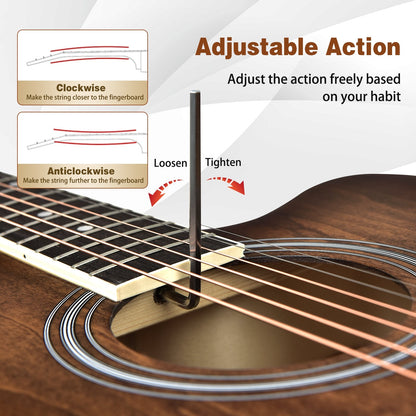 41 Inch Full Size Cutaway Acoustic Guitar Set for Beginner