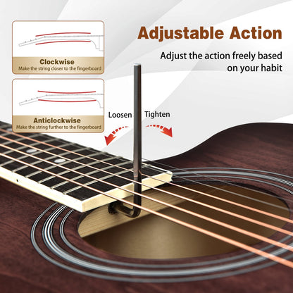 41 Inch Full Size Cutaway Acoustic Guitar Set for Beginner
