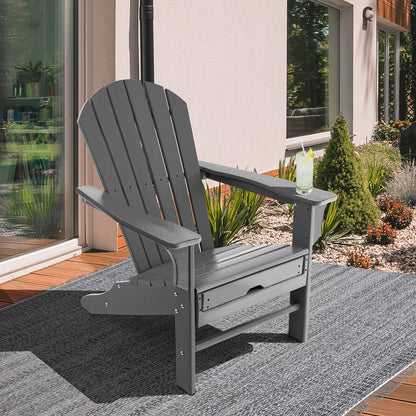 Patio HDPE Adirondack Chair with Retractable Ottoman