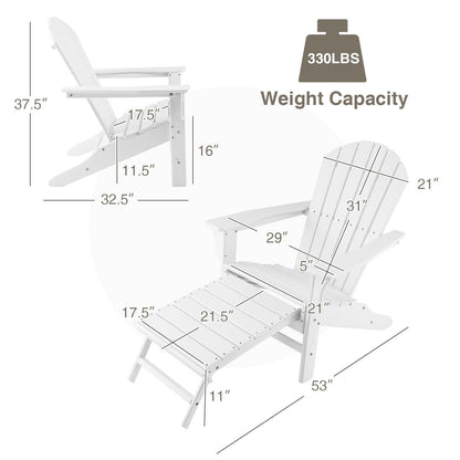 Patio HDPE Adirondack Chair with Retractable Ottoman