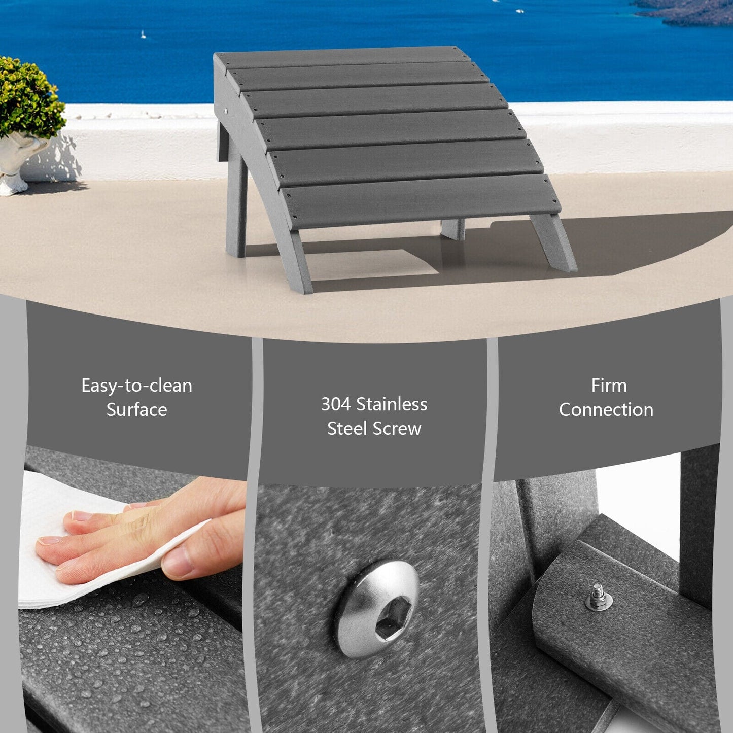 Adirondack Folding Ottoman with All Weather HDPE