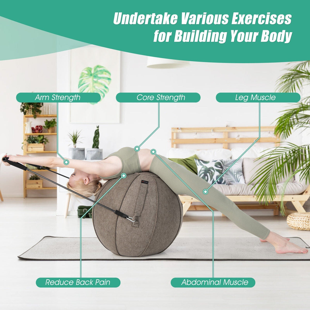 Yoga Sitting Ball with Felt Cover and Air Pump