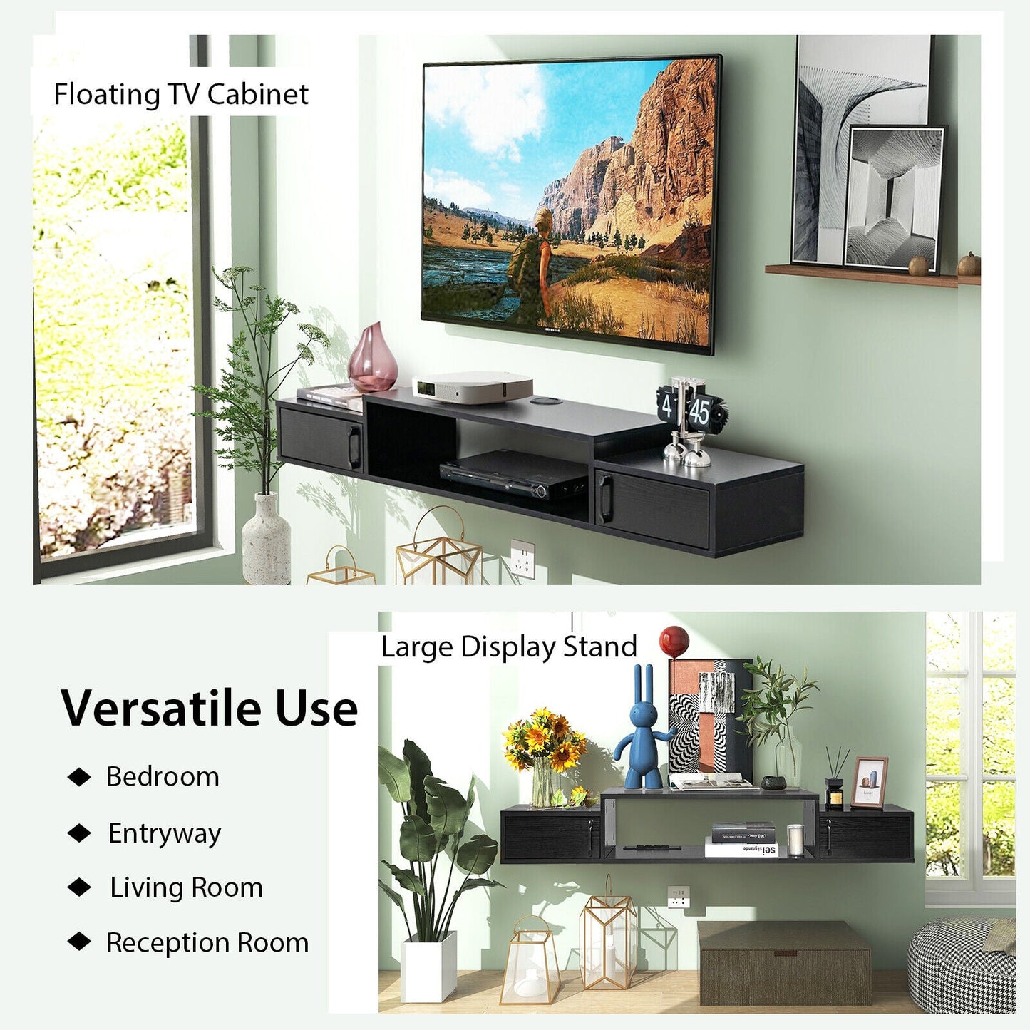 55 Inches Floating TV Stand with Power Outlet