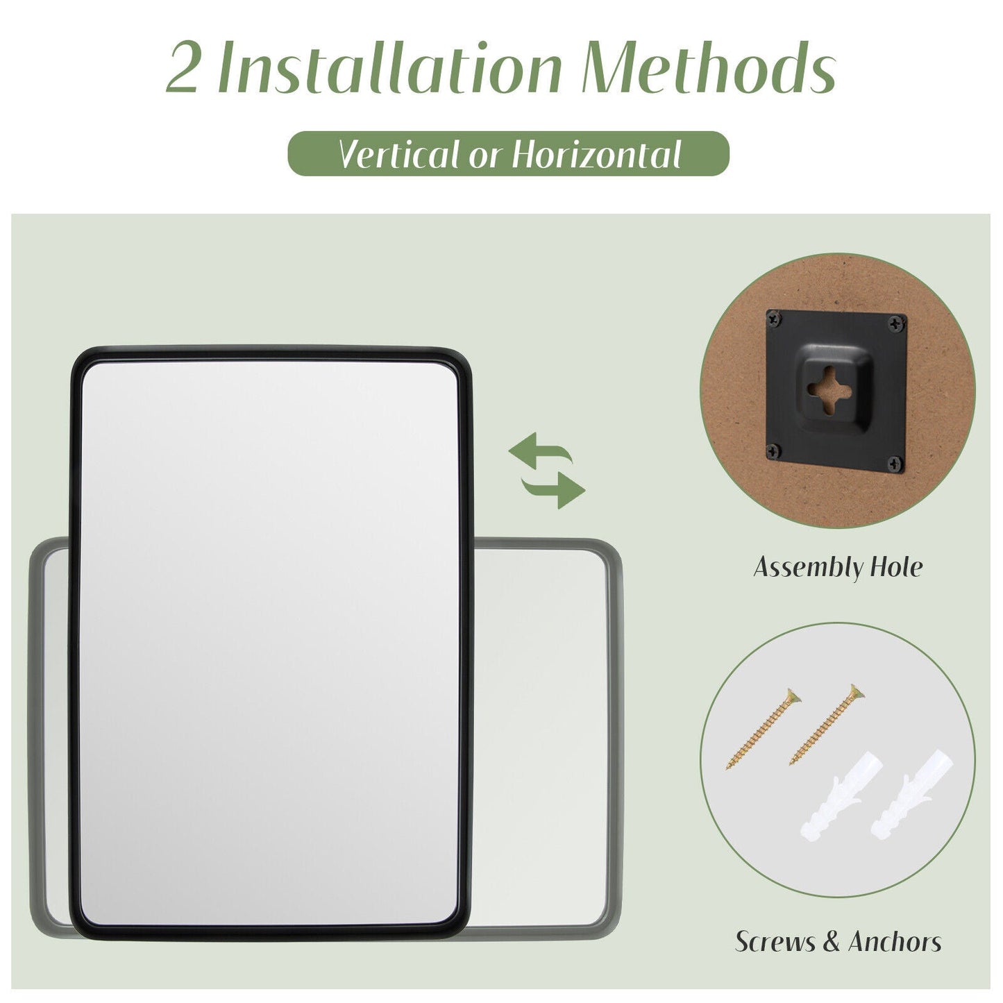 Rectangular Wall Mount Bathroom Mirror Vanity Mirror