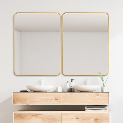Metal Framed Bathroom Mirror with Rounded Corners
