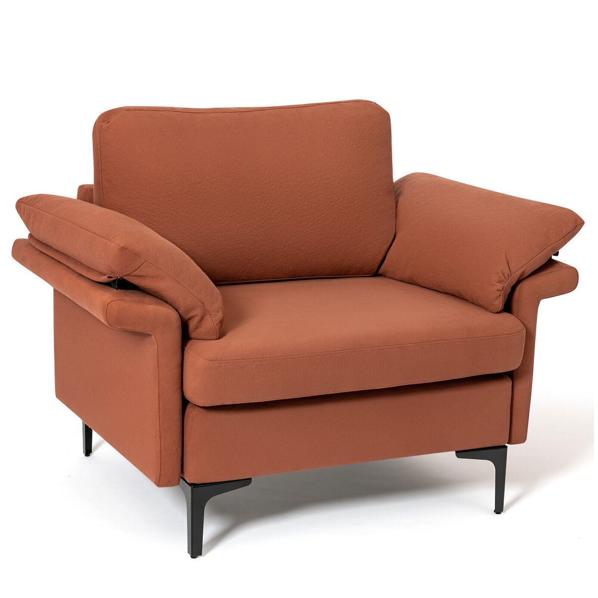 Modern Fabric Accent Armchair with Original Distributed Spring and Armrest Cushions