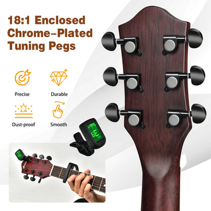 41 Inch Full Size Cutaway Acoustic Guitar Set for Beginner