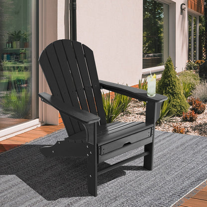 Patio HDPE Adirondack Chair with Retractable Ottoman