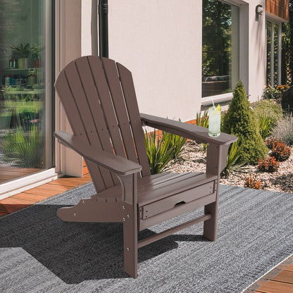 Patio HDPE Adirondack Chair with Retractable Ottoman