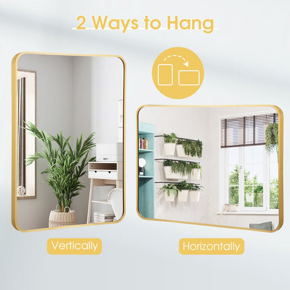 Metal Framed Bathroom Mirror with Rounded Corners