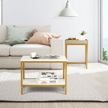 2 Pieces Nesting Coffee Table Set for Living Room-White