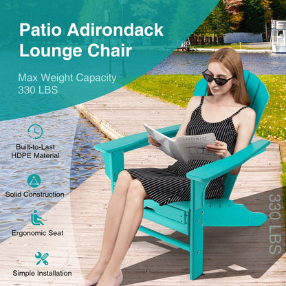 Patio HDPE Adirondack Chair with Retractable Ottoman