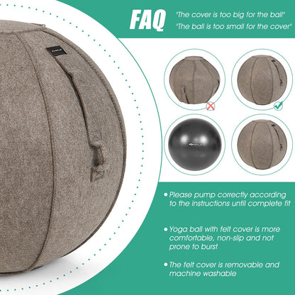Yoga Sitting Ball with Felt Cover and Air Pump