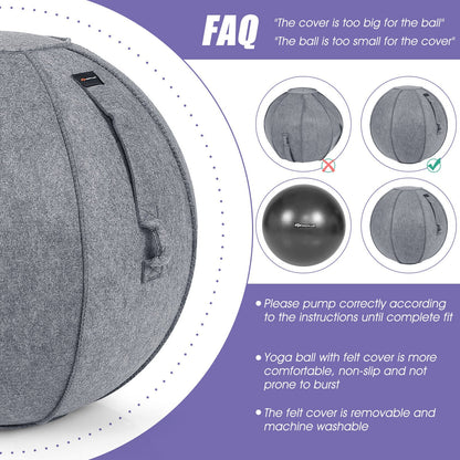 Yoga Sitting Ball with Felt Cover and Air Pump