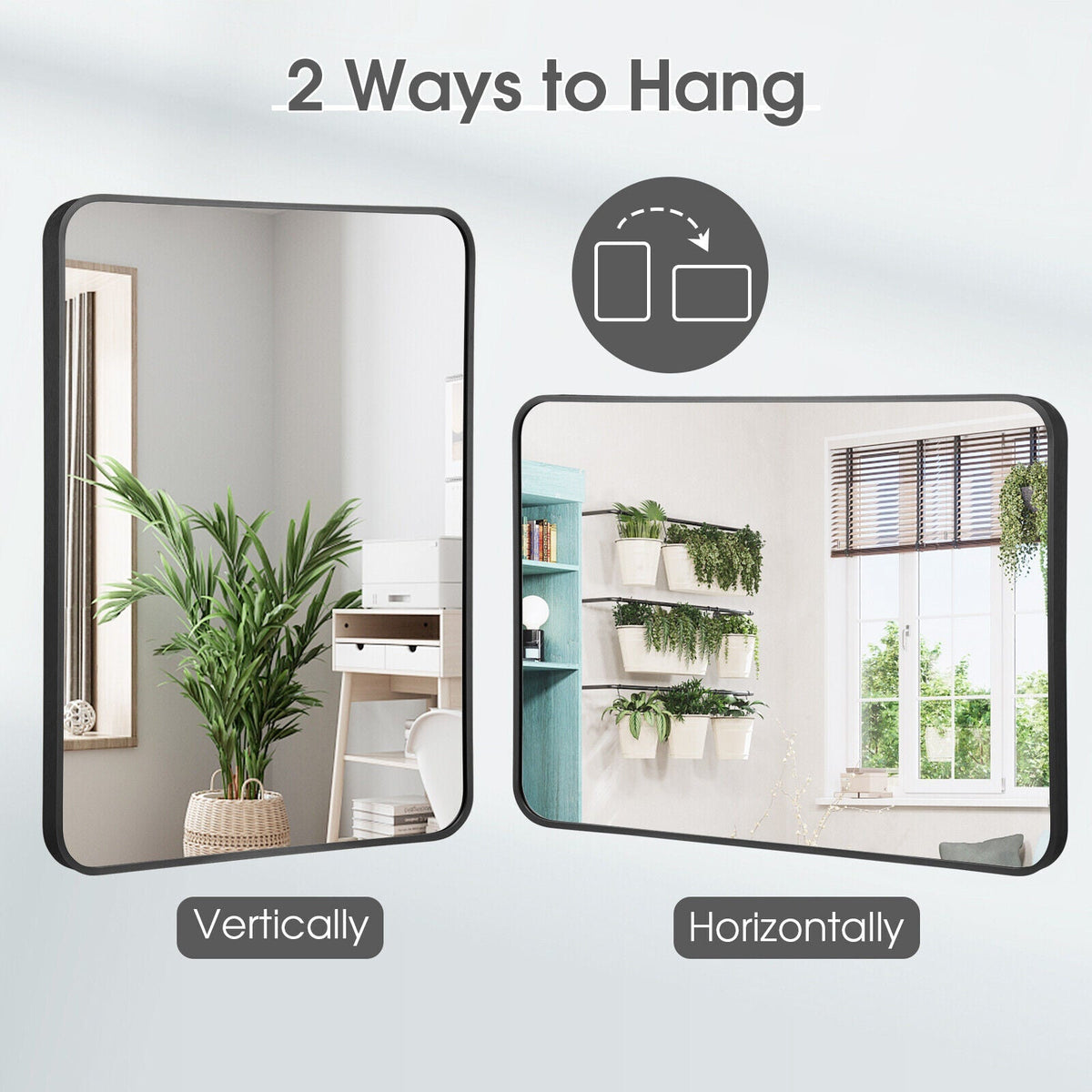 Metal Framed Bathroom Mirror with Rounded Corners