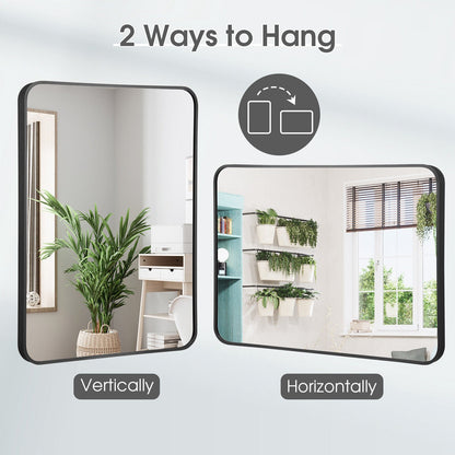 Metal Framed Bathroom Mirror with Rounded Corners