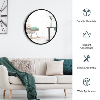 16-inch Round Wall Mirror with Aluminum Alloy Frame