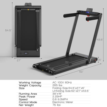 2-in-1 Folding Treadmill with Dual LED Display