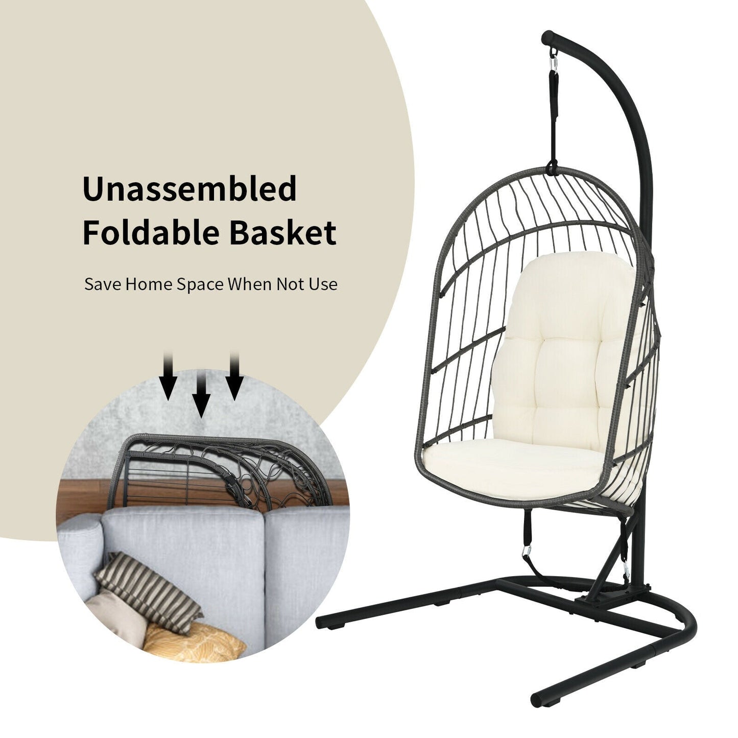 Hanging Wicker Egg Chair with Stand