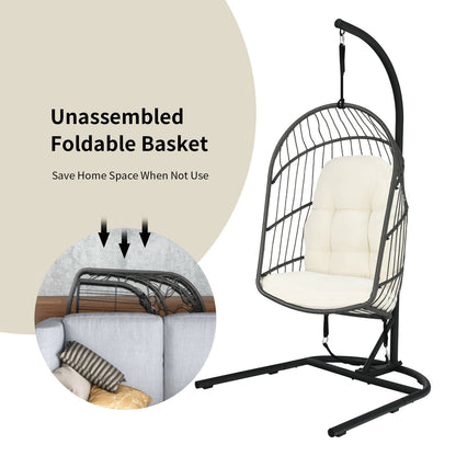 Hanging Wicker Egg Chair with Stand