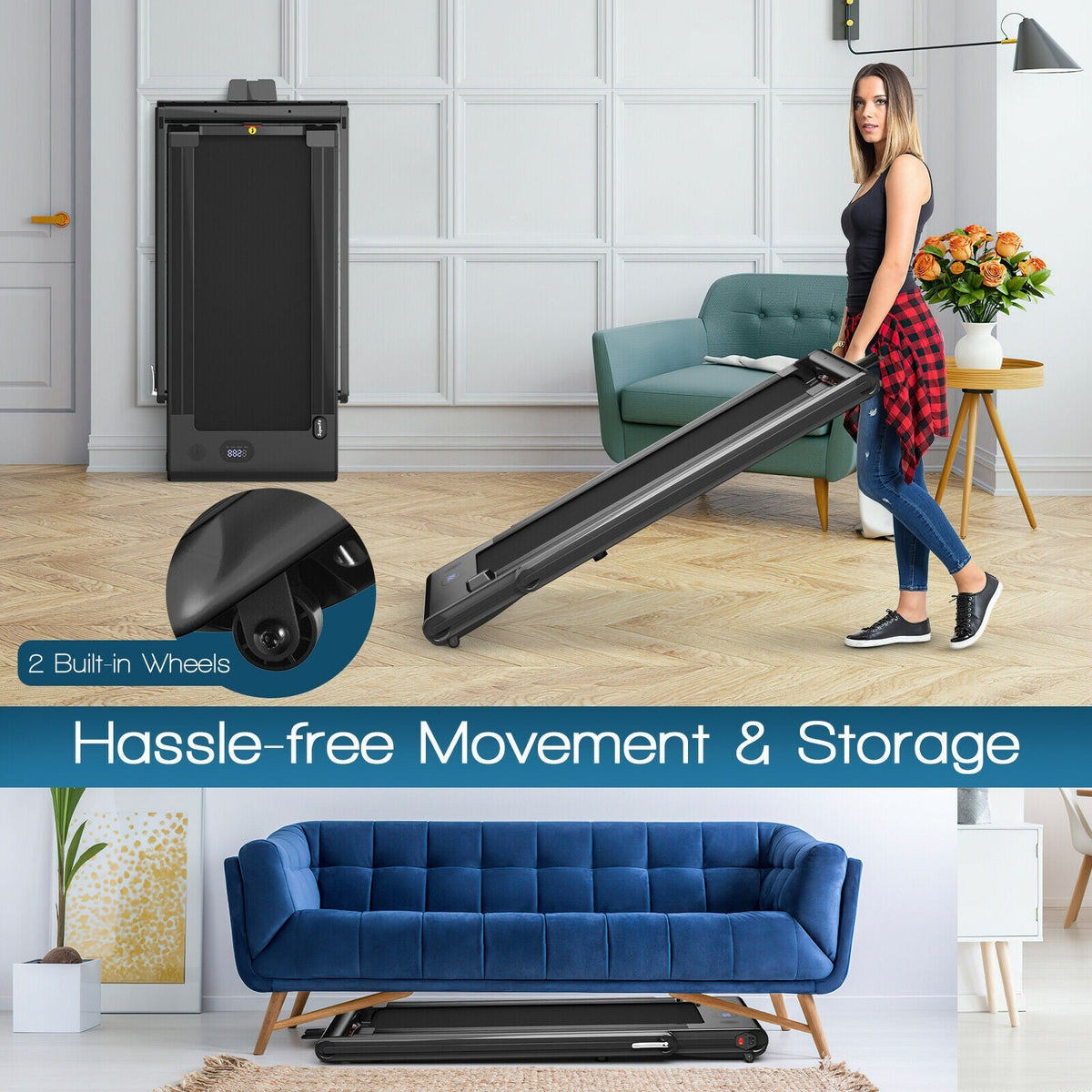 2-in-1 Folding Treadmill with Dual LED Display