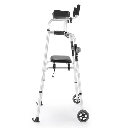 Height Adjustable Rolling Walker With Seat and Armrest Pad