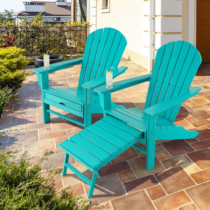 Patio HDPE Adirondack Chair with Retractable Ottoman
