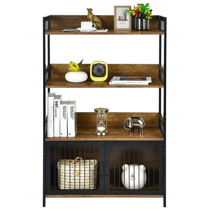 3-Tier Baker's Rack with Storage Cabinet-Rustic Brown