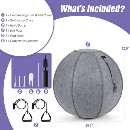 Yoga Sitting Ball with Felt Cover and Air Pump